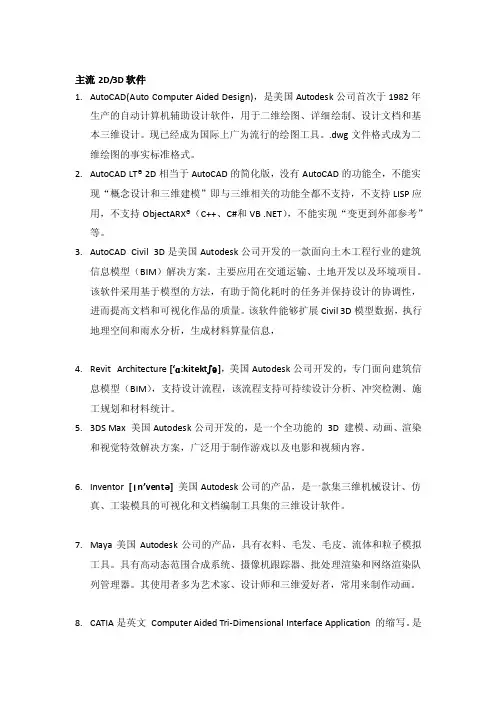 主流二维三维软件介绍[整理]