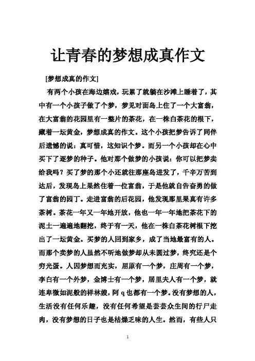 让青春的梦想成真作文