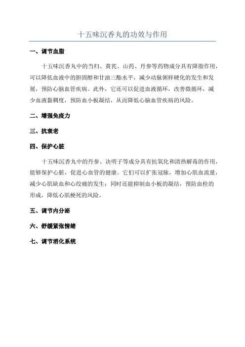 十五味沉香丸的功效与作用