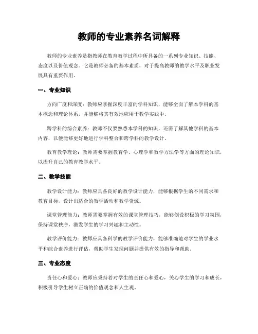 教师的专业素养名词解释