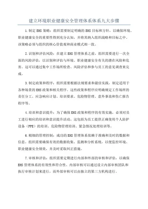 建立环境职业健康安全管理体系体系九大步骤