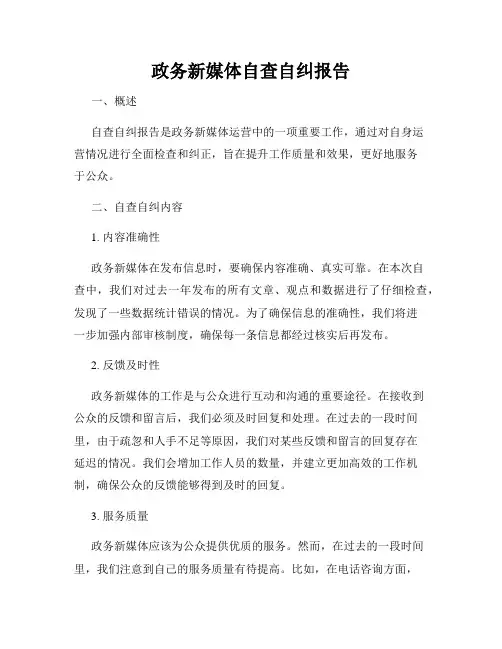 政务新媒体自查自纠报告