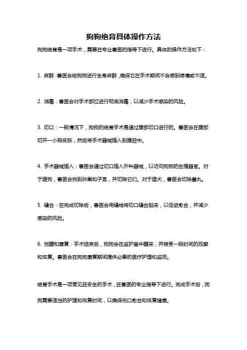 狗狗绝育具体操作方法