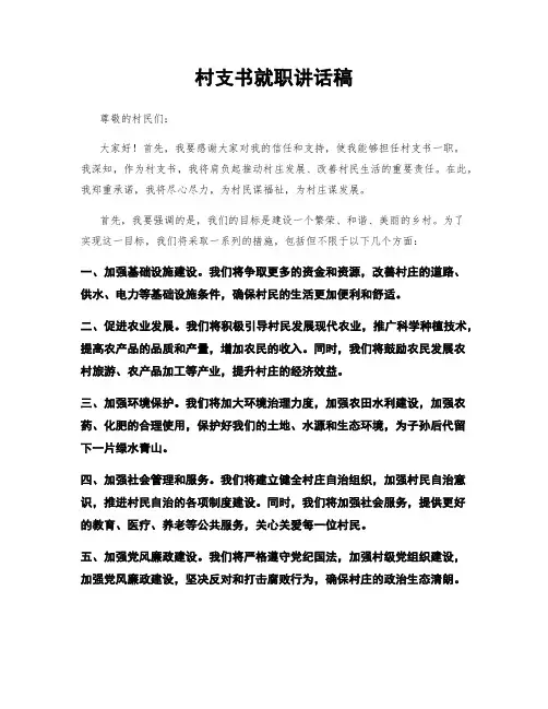 村支书就职讲话稿