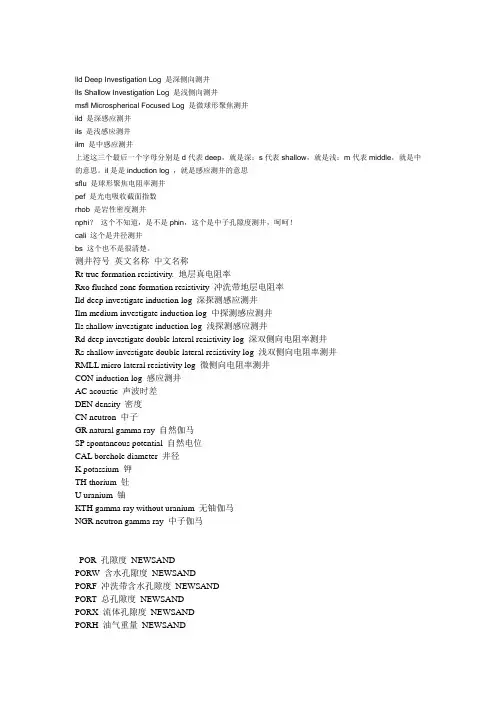 测井曲线(含解释结果)代码大全