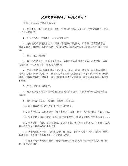 兄弟之情经典句子 经典兄弟句子