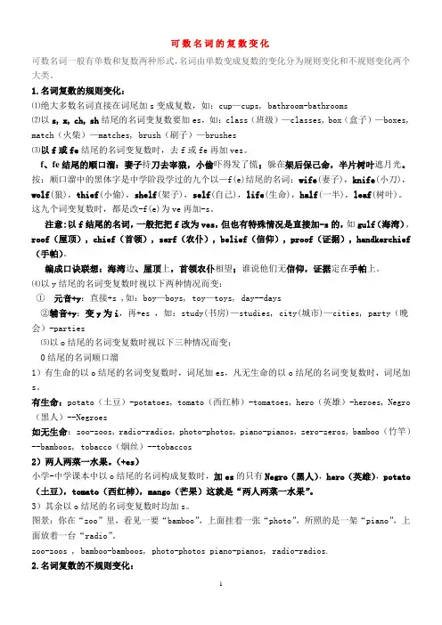 可数名词的复数变化