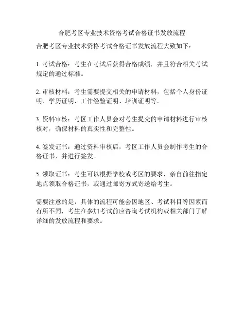 合肥考区专业技术资格考试合格证书发放流程