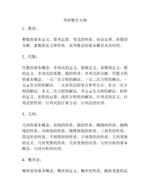 考研数学大纲
