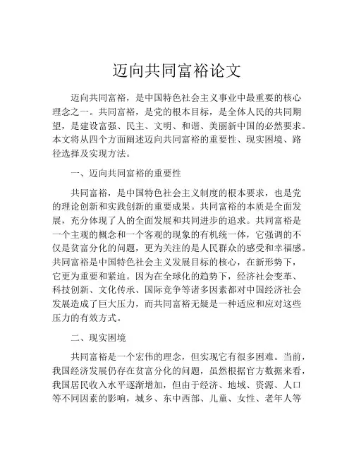 迈向共同富裕论文