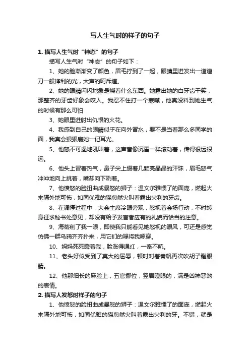 写人生气时的样子的句子