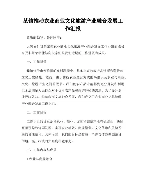 某镇推动农业商业文化旅游产业融合发展工作汇报
