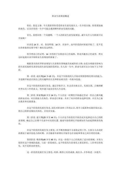 职业生涯规划概述