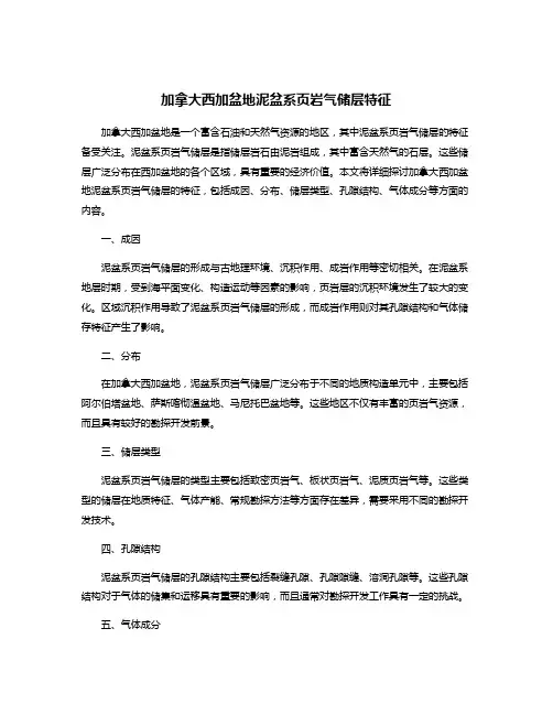 加拿大西加盆地泥盆系页岩气储层特征