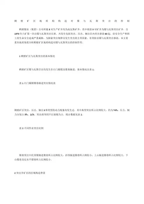 鹤壁矿区地质构构造对煤与瓦斯突出的控制