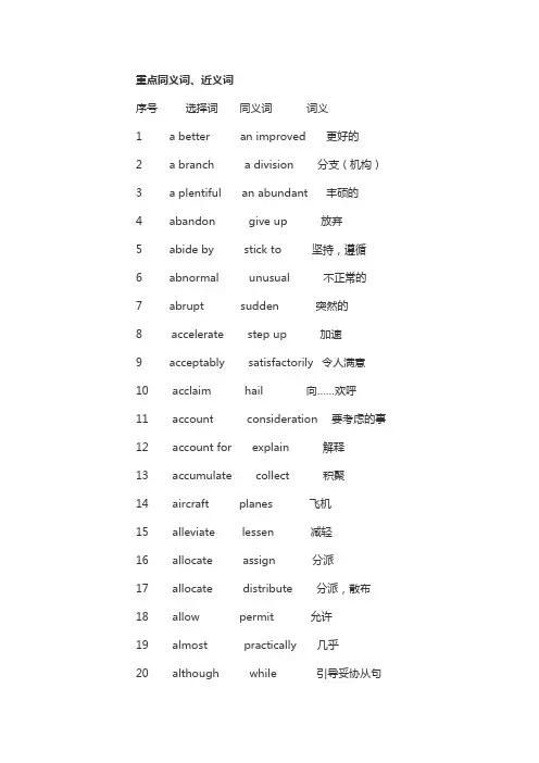 重点同义词、近义词