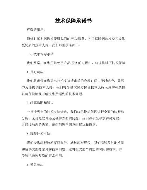技术保障承诺书