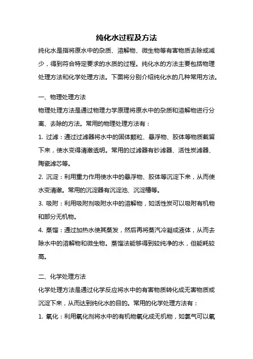 纯化水过程及方法