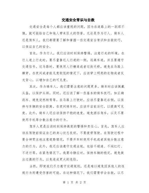 交通安全常识与自救