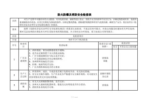 防火防爆及消防安全检查表
