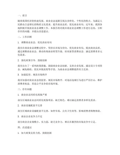 商业业态调整工作总结报告