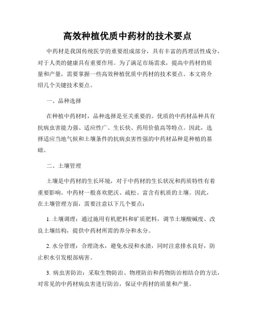 高效种植优质中药材的技术要点