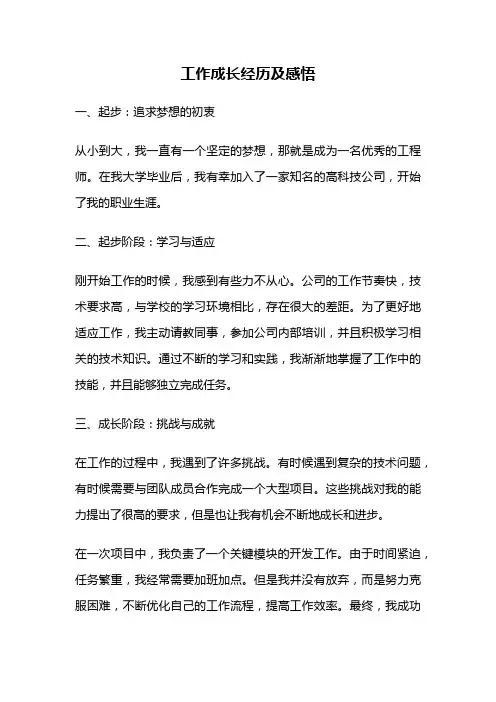 工作成长经历及感悟