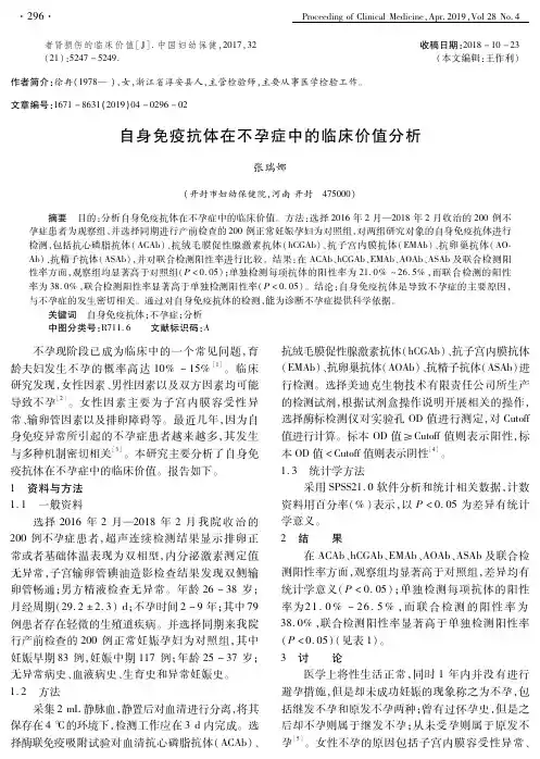 自身免疫抗体在不孕症中的临床价值分析