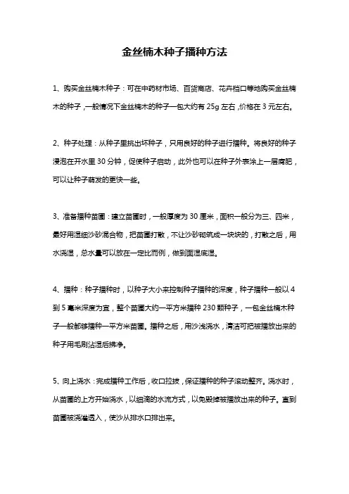 金丝楠木种子播种方法