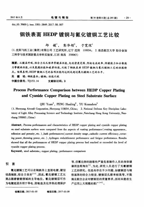 钢铁表面HEDP镀铜与氰化镀铜工艺比较