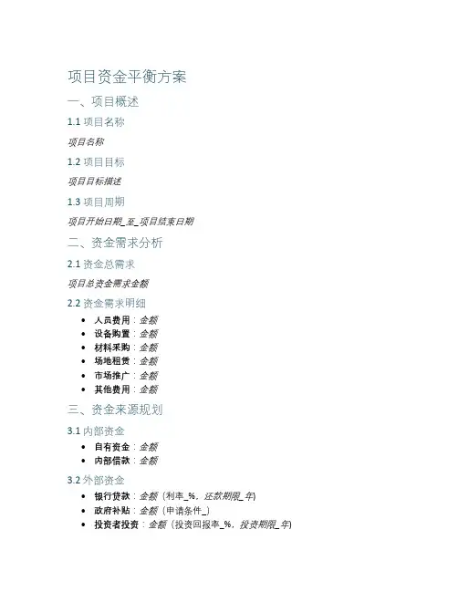 项目资金平衡方案范本