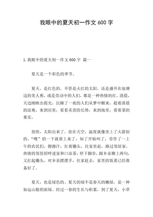 我眼中的夏天初一作文600字