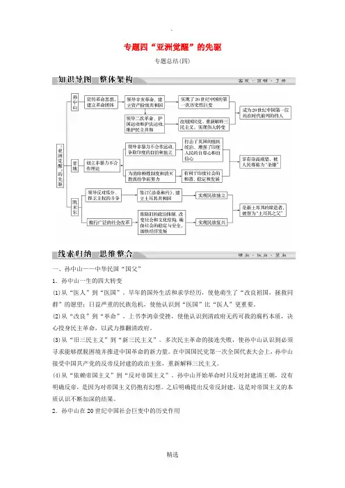 201x-201X学年高中历史 专题四“亚洲觉醒”的先驱专题总结学案 人民版选修4