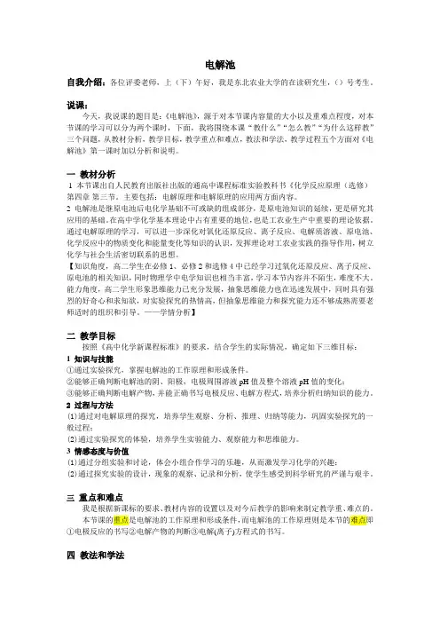 电解池 说课稿