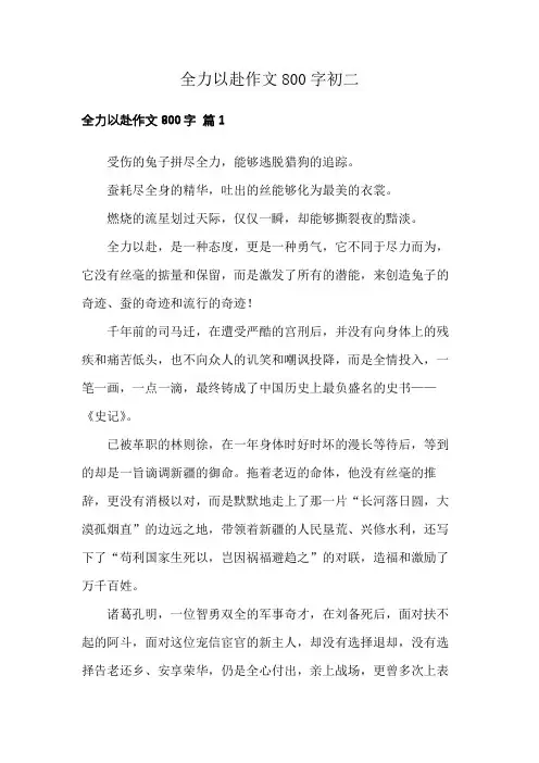 全力以赴作文800字初二