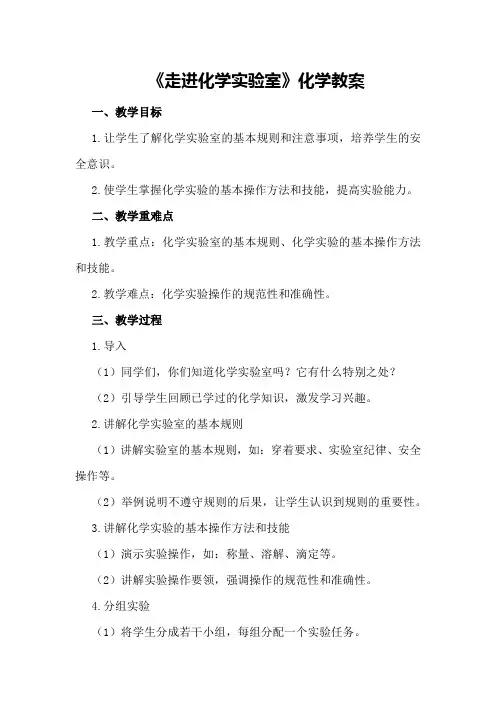 《走进化学实验室》化学教案