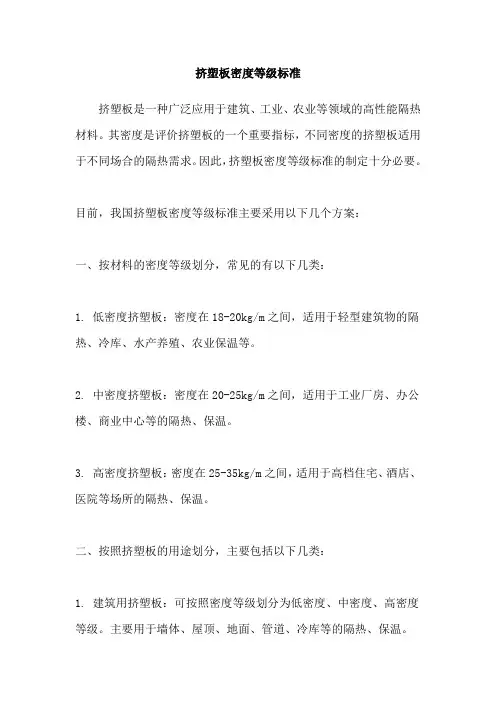 挤塑板密度等级标准