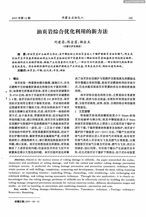 油页岩综合优化利用的新方法