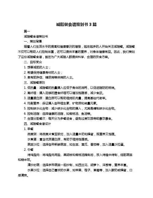 减脂餐食谱策划书3篇