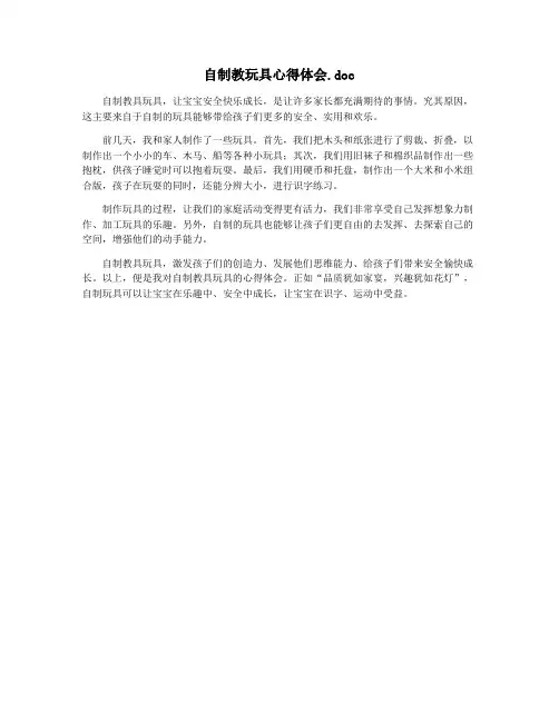 自制教玩具心得体会.doc