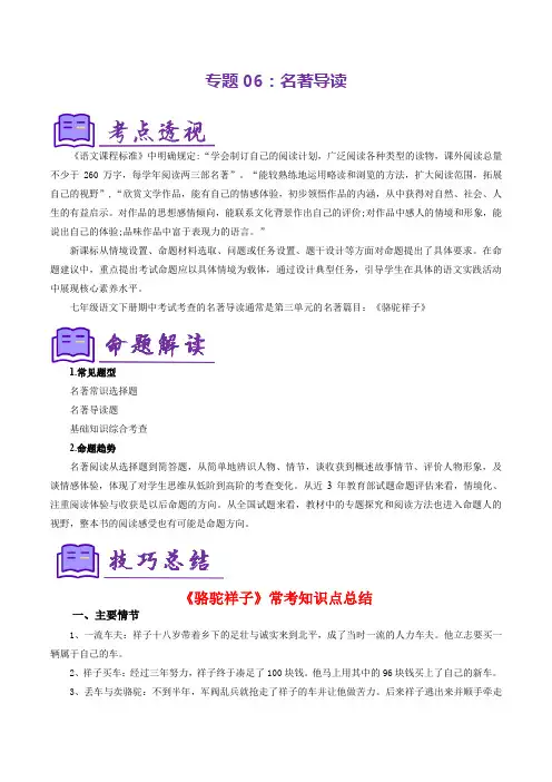 专题06：名著导读(考点清单)-2024-2025学年七年级语文下学期期中考点大串讲(统编版)