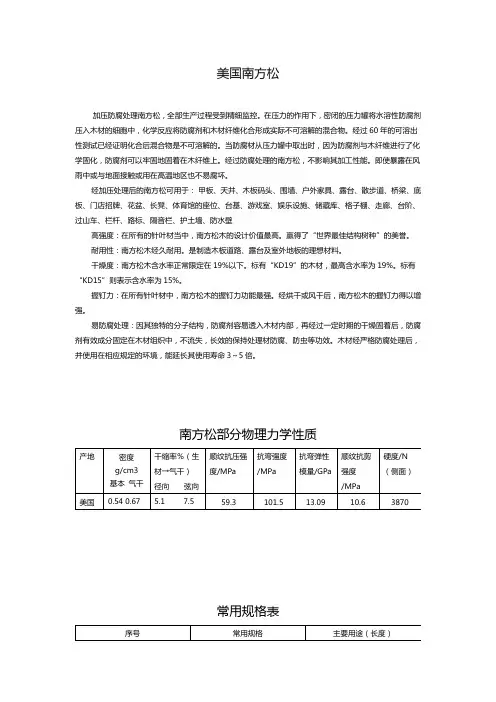 防腐木材-南方松的简介和规格