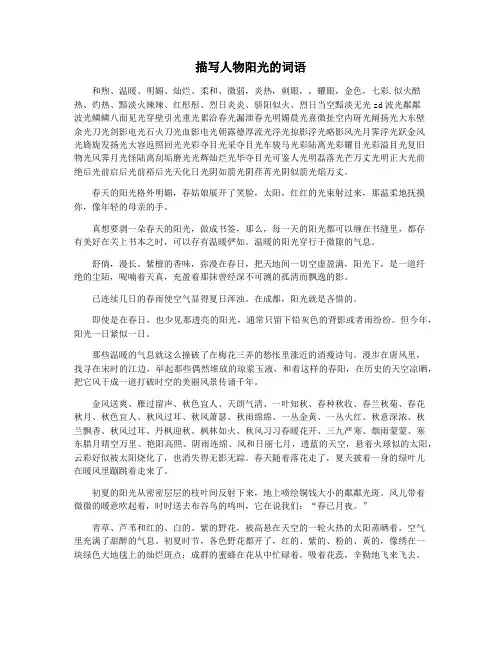 描写人物阳光的词语