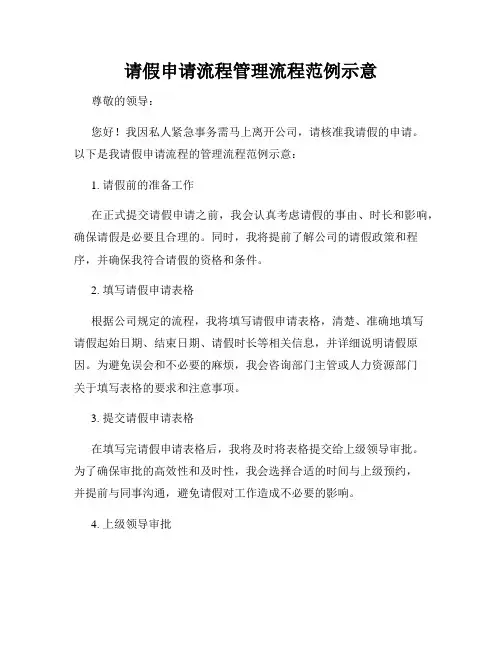 请假申请流程管理流程范例示意