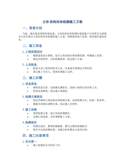 主体 结构实体检测施工方案
