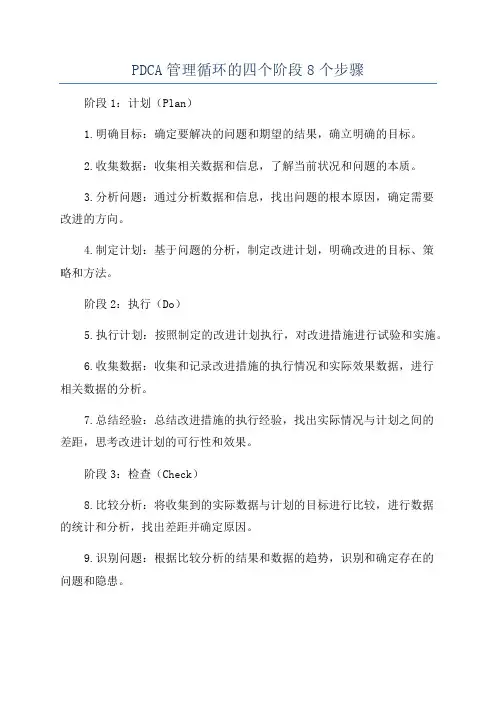 PDCA管理循环的四个阶段8个步骤