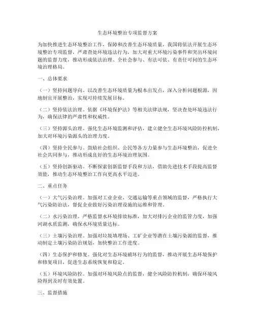 生态环境整治专项监督方案