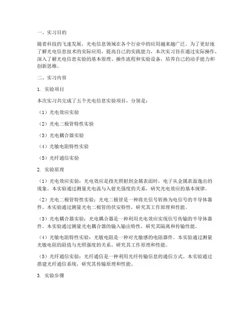 光电信息实验实习报告
