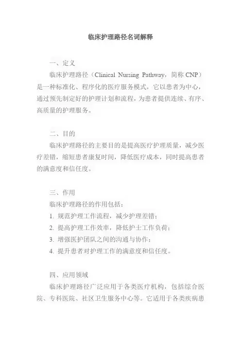 临床护理路径名词解释