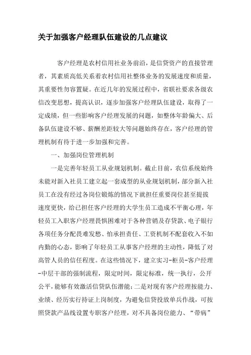 关于加强客户经理队伍建设的几点建议-精选文档